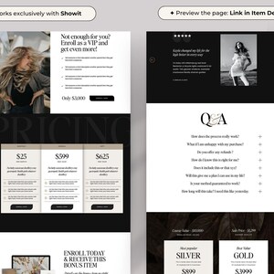 Modello di pagina di vendita Showit / Modello Showit di lusso in bianco e nero per fotografi + coach di fascia alta immagine 5