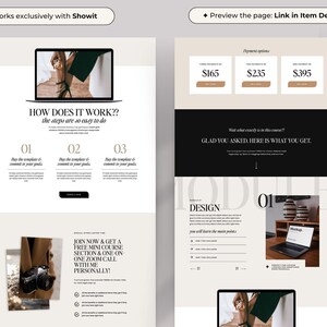 Modello di pagina di vendita Showit / Modello Showit di lusso in bianco e nero per fotografi + coach di fascia alta immagine 6