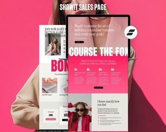 Showit Sales Page Template for Coaches | Bold Pink Feminine Showit Template for Courses & Programs