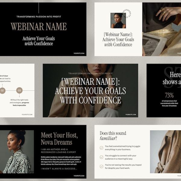 Webinar Presentation Template for Canva | 50-Page Editable Slides for Coaches, Course Creators, and Entrepreneurs