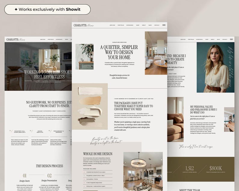 Showit Website Template for Interior Designers | Minimal Interior Design Website | Luxury Service Business Website image 3