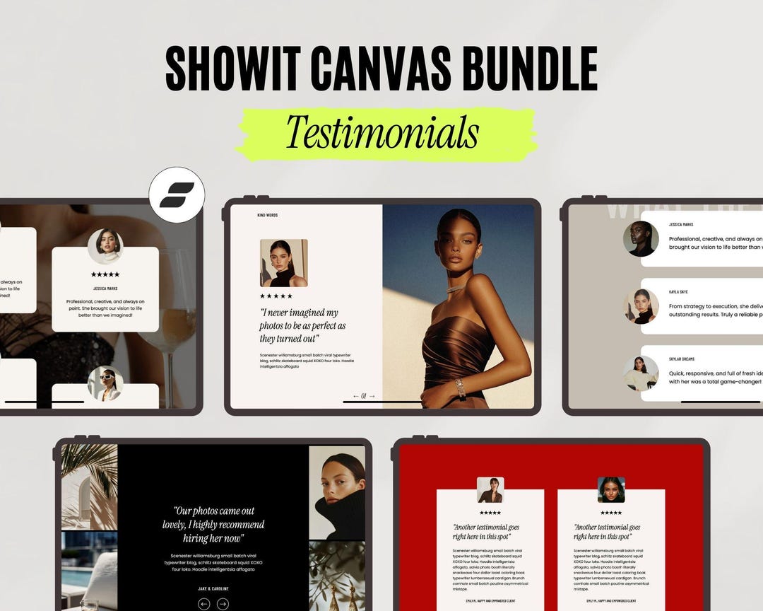 Showit Canvas Template Bundle | Testimonials | Add on Showit Canvas ...
