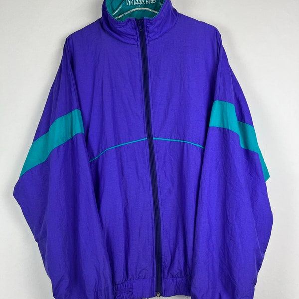 Vintage Jacke Gr. XL | Retro Trainingsjacke | Oversize Überziehjacke | Abstraktes Muster | 90s Leichte Jacke | Oldschool Outdoorjacke