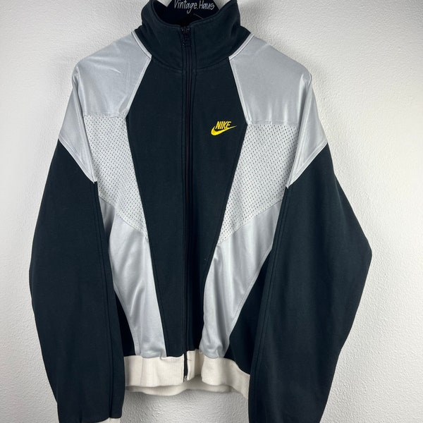 Vintage Nike Gr. M Sweatshirtjacke | Retro Trainingsjacke | Oversize Überziehjacke | Abstrakt | 90s Leichte Jacke | Oldschool Farbenfroh