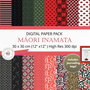 Maori Drucke, Maori Papiere, Maori Muster, Delcards, digitales Scrapbooking, bedruckbares Papier, Kiwi, Neuseeland, Instant Download, delcardsnz