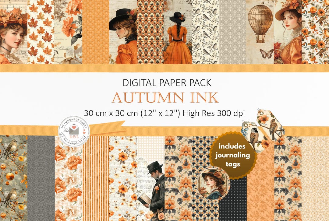Autumn Ink Digital Paper Pack, Fall Theme (digital Download) - Etsy