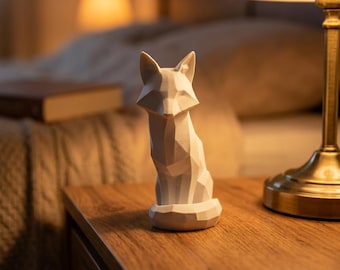 Fox Figurine Low Poly – 3D Printed Animal Decoration for Your Shelf