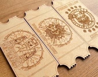 Personalized wedding gift – engraved wooden ticket