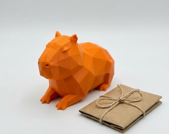 Capybara Figure Low Poly – cute decoration made from 3D printing