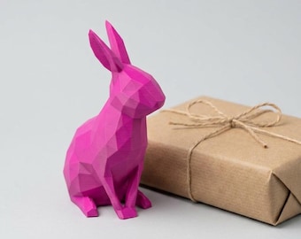 Low Poly Rabbit Figurine – 3D Printed Rabbit Decoration