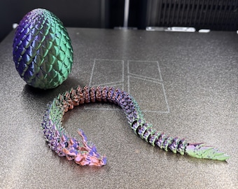 Flexible Jointed Dragon with Egg – 3D Printed Children's Room Decoration