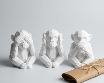 Three Monkey Figurine Set – See No Evil, Hear No Evil, Speak No Evil, Decorative Gift