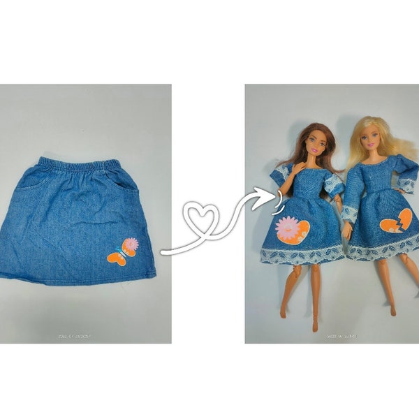 PATTERN to make barbie dress, barbie denim dress pattern