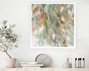 Botanical Wall Art, Rainy Cascade by Carol Robinson, Watercolour leaves,customer sized wall art, living room bedroom wall art, personalized