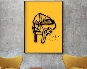 Abstract Wall Art, MF DOOM Art,pop art, yellow art,British-American rapper,Daniel Dumile,JJ Doom,Marvel art print,simply Doom,supervillain