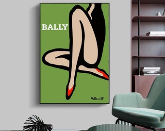 Framed Wall Art, Bally Green Legs, Poster Prints, Bally Wall Art, Art Decor Print, Canvas Print Wall Art