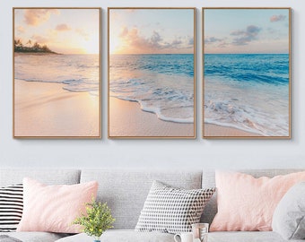 Landscape Wall Art - Ocean and beach landscape 3 sets,Home decor living room wall art, bedroom wall art, ocean view, sunrise sunset wall art
