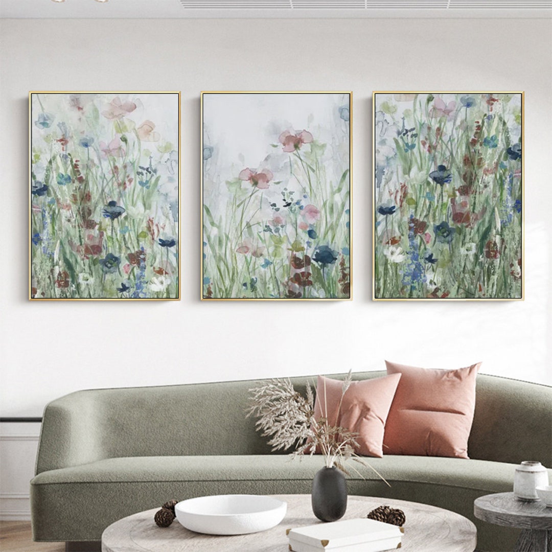 Botanical Wall Art Set,wildflowers, Set of 3 Prints, Watercolour Wall ...