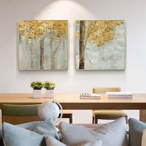 Framed Wall Art - Golden Leaves (2 sets) - Canvas Prints - Poster Prints