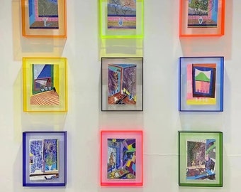 Colorful acrylic picture photo frame, box with double-sided display, poster mounting, desktop photo frame, home hanging color decoration