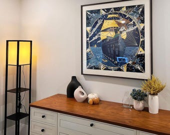 Scarf 90 frame | Scarf Frame in Black | Scarf Frame | Frame for Scarf | Vintage Scarf | Silk Scarf Frame | Framed Wall Art, scarf gold frame