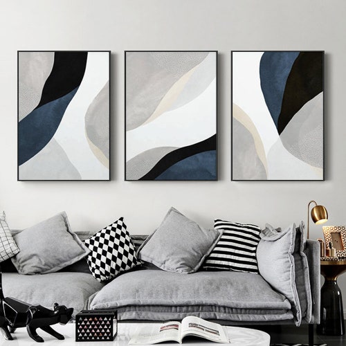 Set of 3 Abstract Wall Art Print Abstract Shapes Wall Etsy
