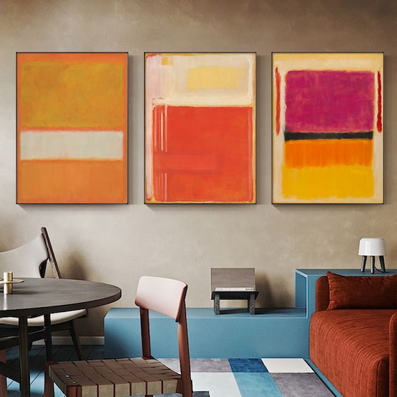 Abstract Wall Art Set Colourful 3 Sets by Mark Rothko Set of Etsy