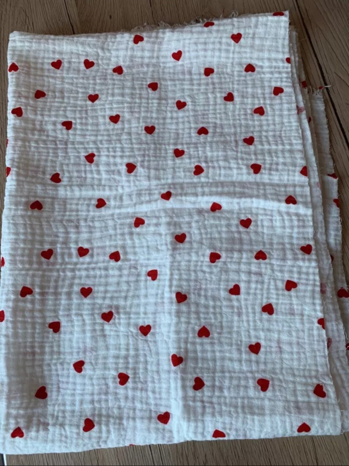 Soft Heart Print Double Gauze Cotton Crepe Fabric Etsy UK
