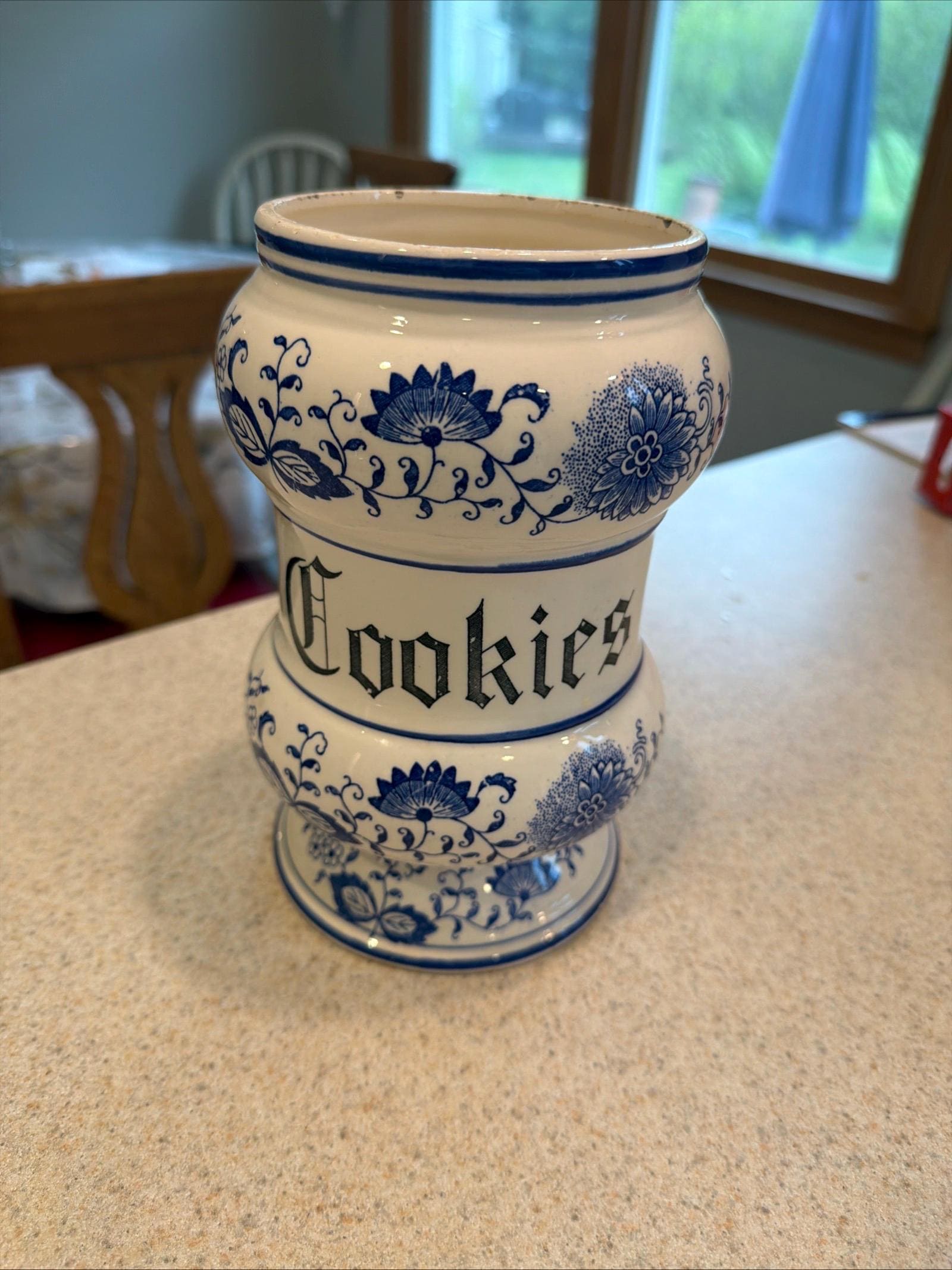 Vintage Blue Cookie Jar - Etsy