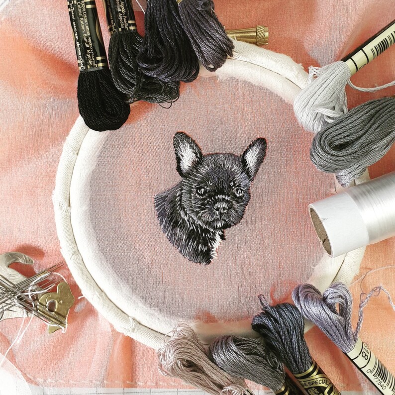 embroidered pet portrait custom made pet portrait by an award winning artist