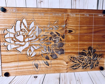 Calendario de borrado seco de acrílico y madera grabado con láser / calendario / calendario de organización de oficina