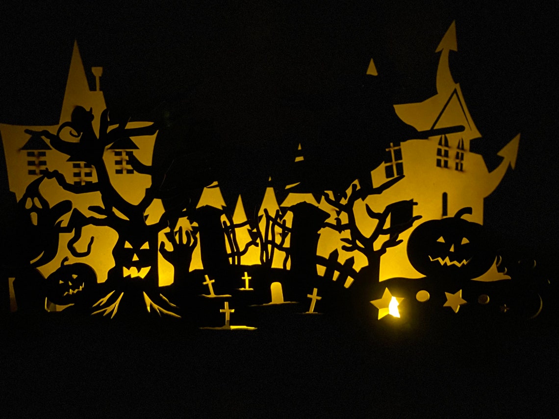 Spooky Halloween Town Scene Spooky Light up Halloween Etsy