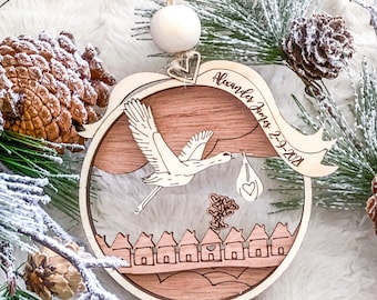 Primer Adorno Navideño Personalizado del Bebé, Nuevo Adorno Para Bebé, 1ª Navidad del Bebé, Recuerdos Navideños, Nuevo Regalo Bebé, Adorno de madera