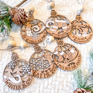 Funny Adult Christmas Ornament, Gingerbread Ornaments , Christmas Gift, Snow , Snowmen, Stocking, Merry Christmas, Naughty Ornament