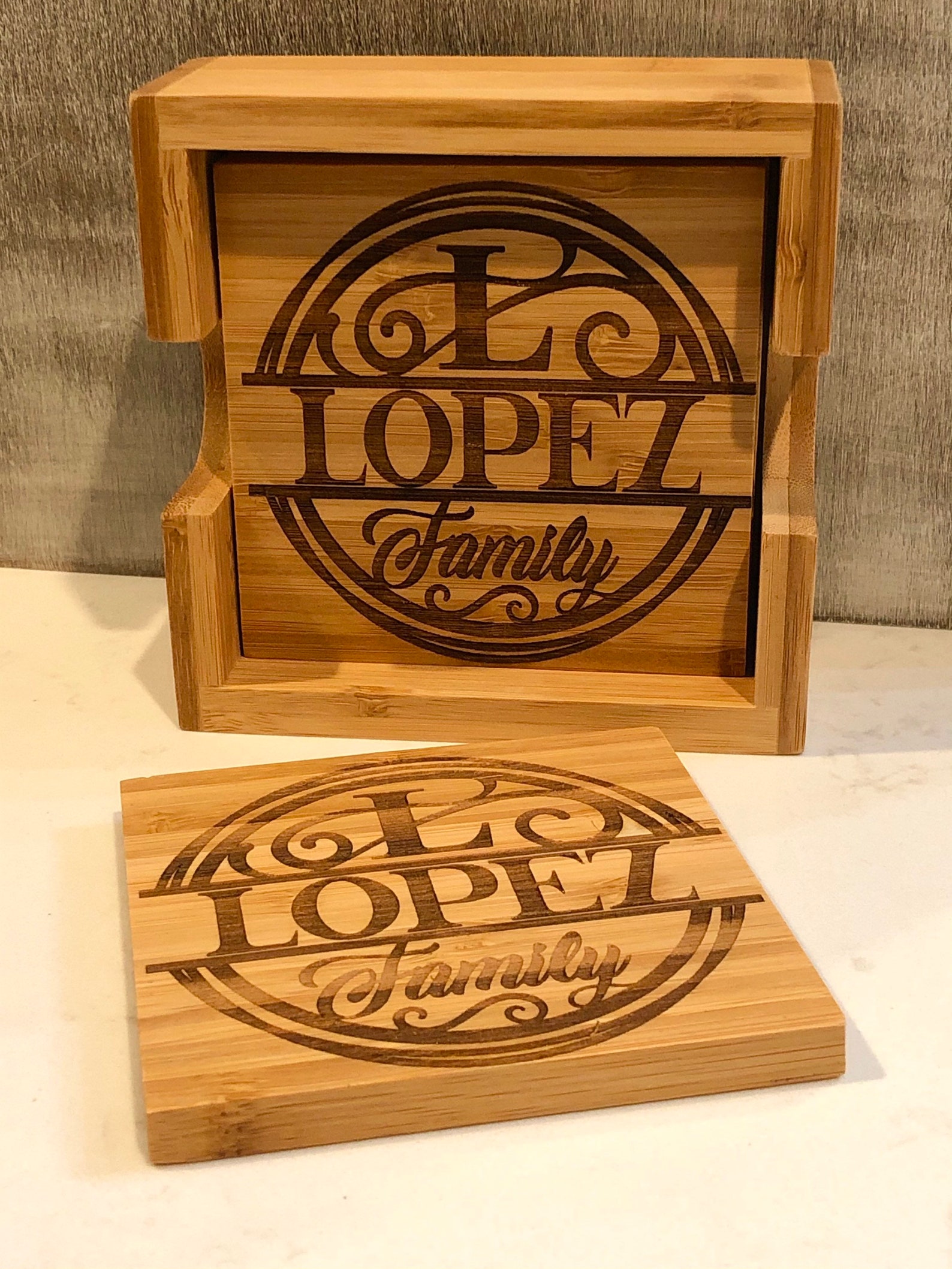 Personalized Wooden Coasters Set of 4 Custom With Holder. Etsy Singapore