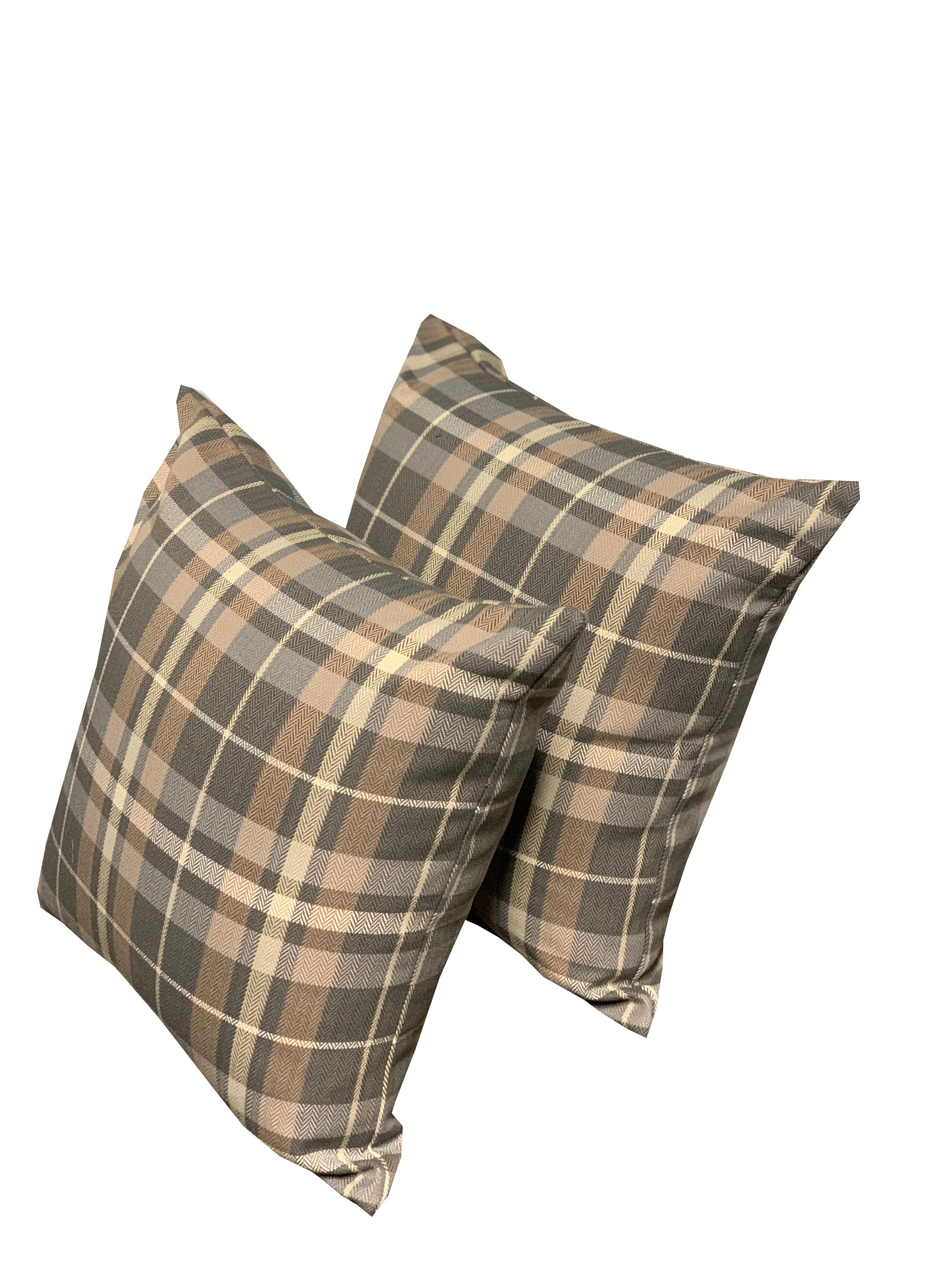 20x20 Decorative Pillow Shades of Brown Plaid Herringbone Etsy