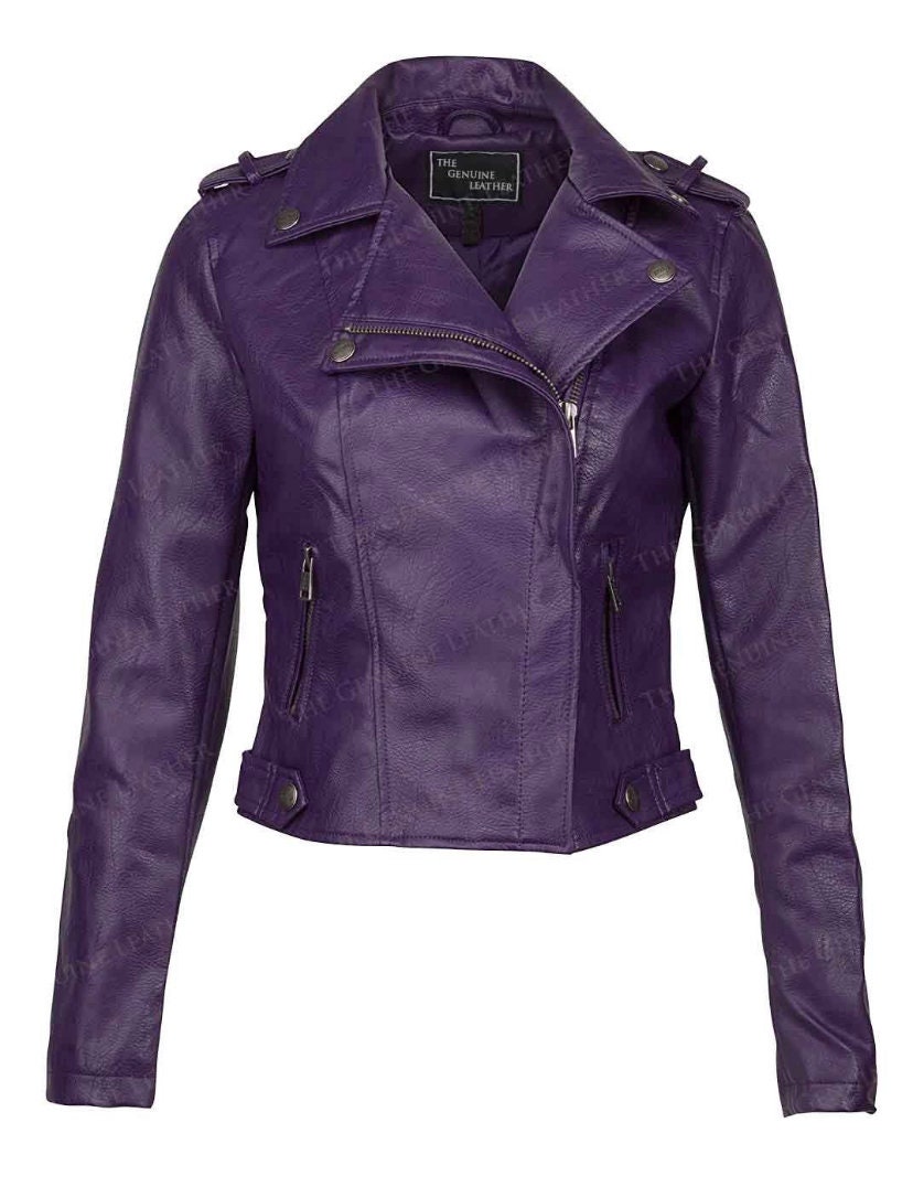 Purple Women Genuine Leather Jacket Fashion Jacket Gifts for | Etsy