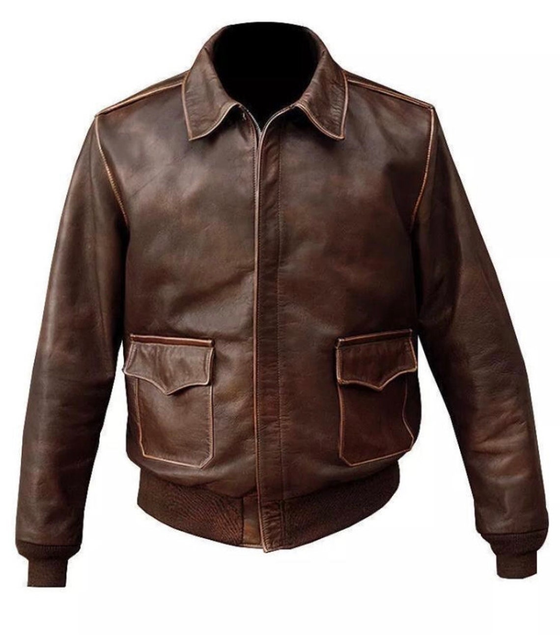 A2 Vintage Style Leather Jacket Genuine Leather Military Mens Etsy