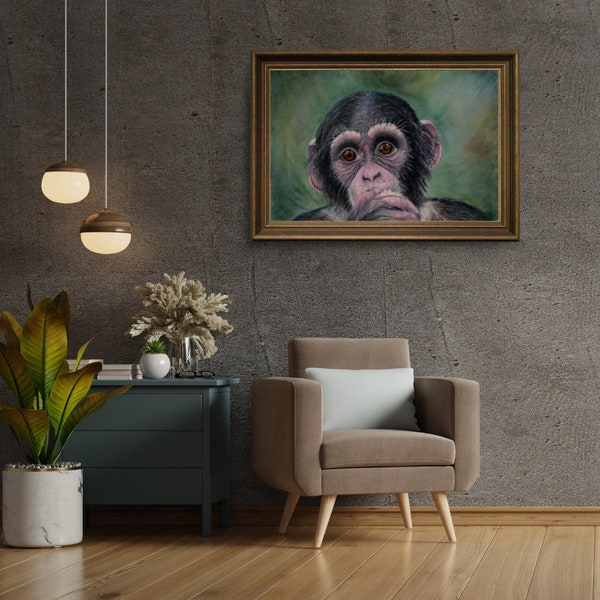 Wildlife Art, Signature Collection Art, Statement Art, Chimpanzee's, Charity Donations, Pastel Artwork, Wall hanging, Charity Artwork,