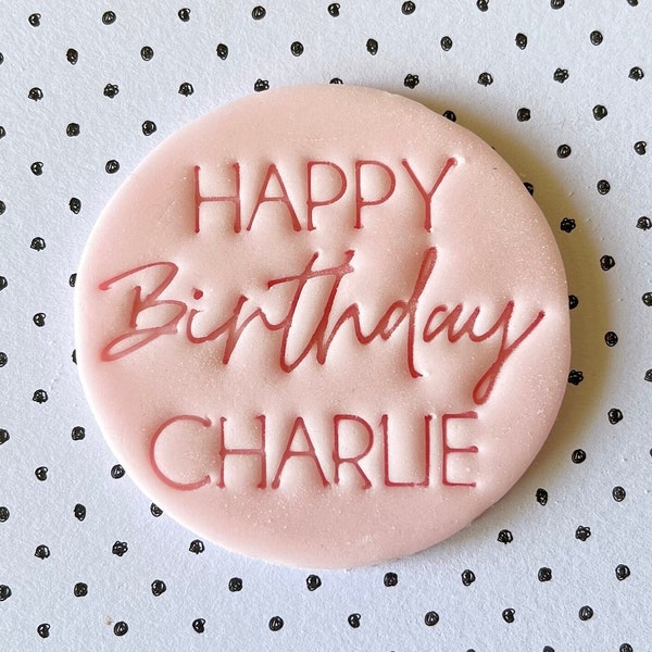 Custom Children’s / Adult’s Happy Birthday Name Cookie Stamp Embosser