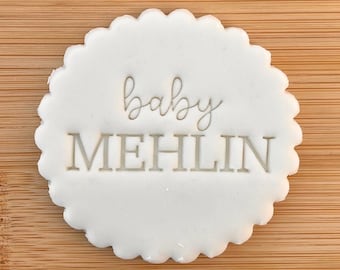 Apellido del bebé / Personalizado / Grabador de fondant / Sello / Cupcakes / Galletas / Decoración / Galleta / Plantilla / Baby Shower / Nuevo bebé