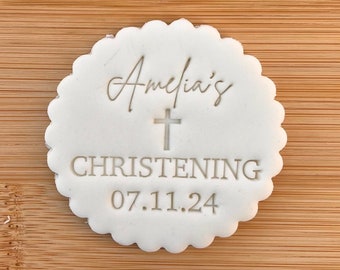 Custom Christening Baptism Holy Communion Day Date - Cookie Stamp Embosser