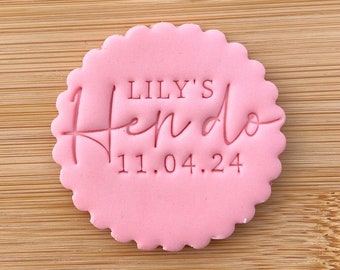 Nombre personalizado - Hen Do Date Biscuit DIY Party Favor - Despedida de soltera - Grabador de sellos de galletas