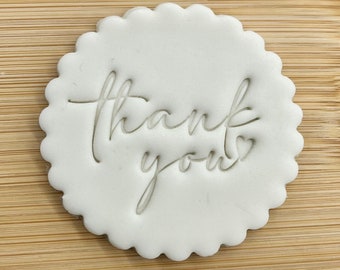 Thank You Scripted Fondant Cookie Biscuit Stamp Embosser Party Favours DIY Debosser