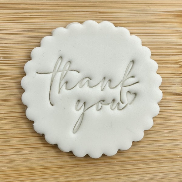Thank You Scripted Fondant Cookie Biscuit Stamp Embosser Party Favours DIY Debosser