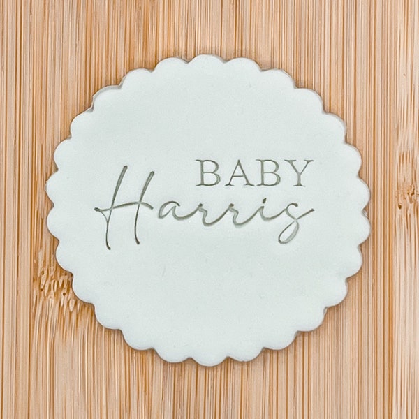 Baby Surname / Personalised / Fondant Embosser / Stamp / Cupcakes / Biscuits / Decorating / Cookie / Stencil / Baby Shower / New Baby