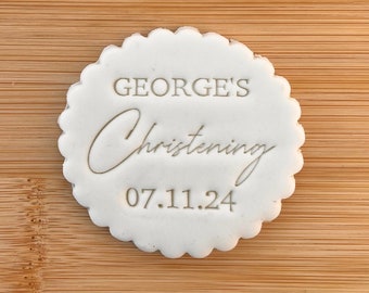 Christening Date / Personalised / Fondant Embosser / Stamp / Cupcakes / Biscuits / Decorating / Cookie / Stencil / Baptism / Holy Communion