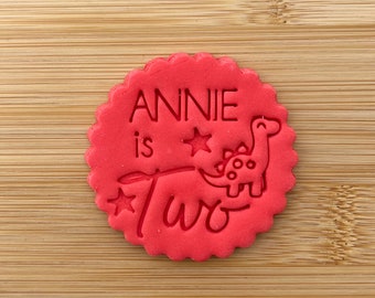 Custom Children’s Name & Age Dinosaur Theme - Cookie Stamp Embosser First Birthday Party Favours Party Bags DIY