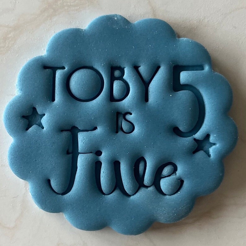 Custom Childrens Name & Age Cookie Stamp Embosser First Birthday Party Favours Party Bags DIY image 5