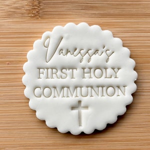 Custom Personalised Christening Baptism Holy Communion Day Cookie Stamp Embosser zdjęcie 1